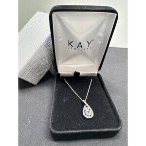 Kay Jewelers Sterling Silver Teardrop Infinity Tandem Pendant Necklace With CZ S